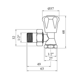 Кран радіаторний верхній кутовий Karro 1/2" ВЗ нікельований KR-303