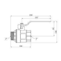 Кран кульовий Karro "Standart+" 2" ВЗ PN40 ручка, нікельований