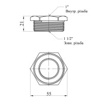Футорка Karro 1 1/2"х1" ЗВ нікельована KR-3115 Футорка Karro 1 1/2"х1" ЗВ нікельована KR-3115