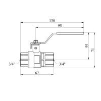 Кран кульовий Kroner 3/4" ВВ PN40 ручка, нікельований