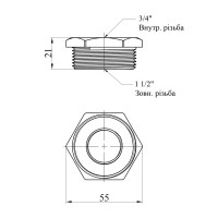 Футорка Karro 1 1/2"х3/4" ЗВ нікельована KR-3115