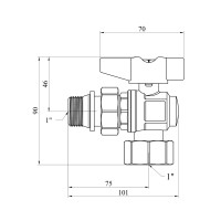 Кран-американка кульовий кутовий Karro "Uno Black" 1" ВЗ PN40 метелик