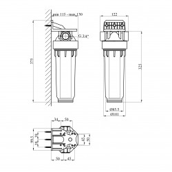 Фільтр-колба Atlas Filltri DP 10 Mono 3/4" OT TS Complete Housing