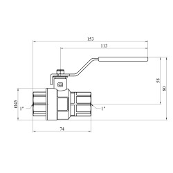Кран кульовий Kroner 1" ВВ PN40 ручка, нікельований Кран кульовий Kroner 1" ВВ PN40 ручка, нікельований