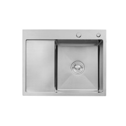 Комплект кухонна мийка Kroner Gebürstet-6350RHM + змішувач Küche-C031BLK + дозатор Spender-ECG049