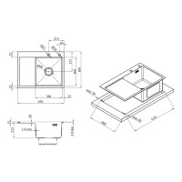 Комплект кухонна мийка Kroner Gebürstet-6350RHM + змішувач Küche-C031GRA + дозатор Spender-016