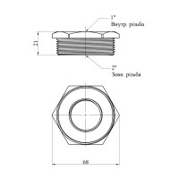 Футорка Karro 2"х1" ЗВ нікельована KR-3115 Футорка Karro 2"х1" ЗВ нікельована KR-3115