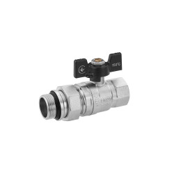 Кран-американка кульовий прямий Kroner 3/4" ВЗ PN40 метелик, нікельований Кран-американка кульовий прямий Kroner 3/4" ВЗ PN40 метелик, нікельований