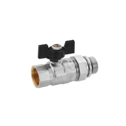 Кран-американка кульовий прямий Kroner 3/4" ВЗ PN40 метелик, нікельований Кран-американка кульовий прямий Kroner 3/4" ВЗ PN40 метелик, нікельований