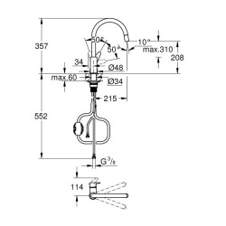 Змішувач для кухні з висувним виливом Grohe StartCurve 30562000 Змішувач для кухні з висувним виливом Grohe StartCurve 30562000