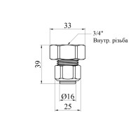 Муфта металопластикова Karro 16х3/4" РВ нікельована KR-0521