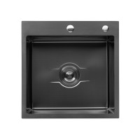 Комплект кухонна мийка Kroner Derby-5050HM PVD + змішувач Edelstahl Klassisch-SCH035PVD + дозатор Spender-026