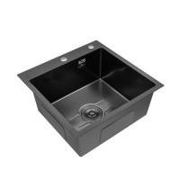 Комплект кухонна мийка Kroner Derby-5050HM PVD + змішувач Edelstahl Klassisch-SCH035PVD + дозатор Spender-026