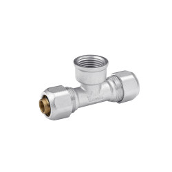 Трійник металопластиковий Karro 16х1/2"х16 РВ нікельований KR-0720 Трійник металопластиковий Karro 16х1/2"х16 РВ нікельований KR-0720