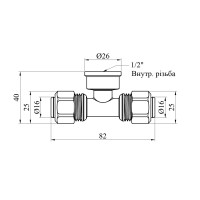 Трійник металопластиковий Karro 16х1/2"х16 РВ нікельований KR-0720