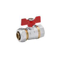 Кран кульовий металопластиковий Karro 20х3/4" РВ метелик, нікельований Кран кульовий металопластиковий Karro 20х3/4" РВ метелик, нікельований