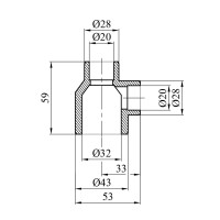 Трійник перехідний PPR Baux 32х20х20 мм
