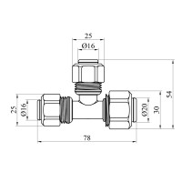 Трійник металопластиковий Karro 16x16x20 мм нікельований KR-0732