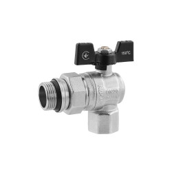 Кран-американка кульовий кутовий Kroner 3/4" ВЗ PN40 метелик, нікельований