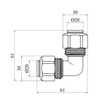 Коліно металопластикове Karro 20x20 нікельоване KR-0631