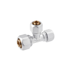 Трійник металопластиковий Karro 20x20x16 мм нікельований KR-0734