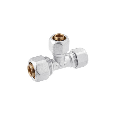 Трійник металопластиковий Karro 20x20x16 мм нікельований KR-0734 Трійник металопластиковий Karro 20x20x16 мм нікельований KR-0734