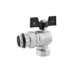 Кран-американка кульовий кутовий Kroner 1" ВЗ PN40 метелик, нікельований