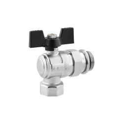 Кран-американка кульовий кутовий Kroner 1" ВЗ PN40 метелик, нікельований