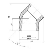 Коліно 45° PPR Baux 40 мм Коліно 45° PPR Baux 40 мм