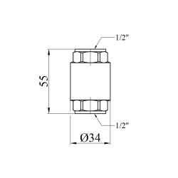 Зворотній клапан Karro 1/2" ВВ з латунним штоком KR-6120