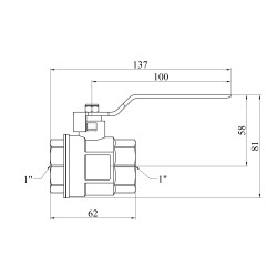 Кран кульовий Karro "Standart+" 1" ВВ PN40 ручка, нікельований