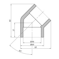 Коліно 45° PPR Baux 50 мм Коліно 45° PPR Baux 50 мм