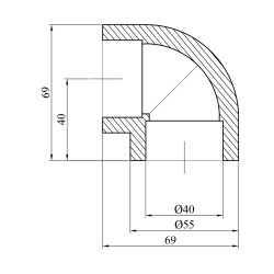 Коліно 90° PPR Baux 40 мм Коліно 90° PPR Baux 40 мм