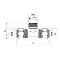 Трійник металопластиковий Karro 16х1/2"х16 РЗ нікельований KR-0710