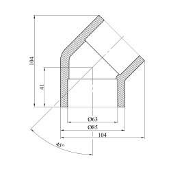 Коліно 45° PPR Baux 63 мм Коліно 45° PPR Baux 63 мм