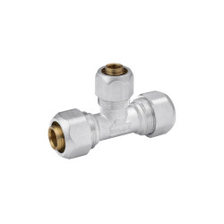 Трійник металопластиковий Karro 20х16х20 мм нікельований KR-0733