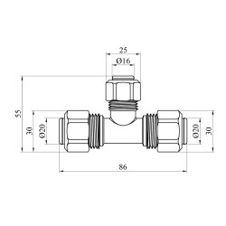 Трійник металопластиковий Karro 20х16х20 мм нікельований KR-0733