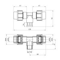 Трійник ПЕ SantehPlast 20х3/4"х20 РВ