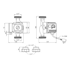 Насос циркуляційний Pumpman GRS32/60/180 Нmax 6 м Qmax 3,3 куб.м 93 Вт з гайками Насос циркуляційний Pumpman GRS32/60/180 Нmax 6 м Qmax 3,3 куб.м 93 Вт з гайками