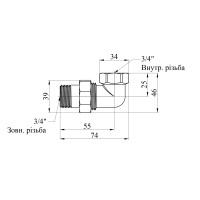 Згін-американка кутова Karro 3/4" ВЗ нікельована KR-3103