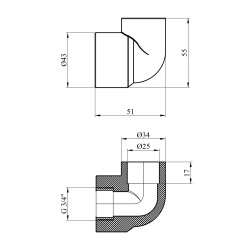 Коліно PPR Baux 25х3/4" РВ Коліно PPR Baux 25х3/4" РВ