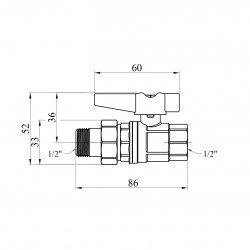 Кран-американка кульовий прямий з антипротіканням Karro "Uno Black" 1/2" ВЗ PN40 метелик