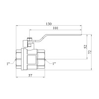 Кран кульовий Karro "Standart" 1" ВВ PN30 ручка, нікельований