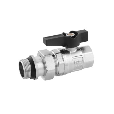 Кран-американка кульовий прямий з антипротіканням Karro "Uno Black" 3/4" ВЗ PN40 метелик