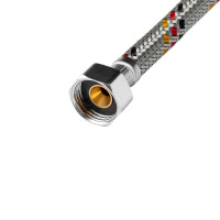 Гнучка підводка для підключення води Kroner KRP 1/2" ВВ 50 см в обплетенні з нержавіючої сталі