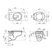 Унітаз підвісний безобідковий Kroner Oker WHI533536 RIMLESS з сидінням (KO533536WHIR)