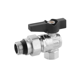 Кран-американка кульовий кутовий з антипротіканням Karro "Uno Black" 1/2" ВЗ PN40 метелик