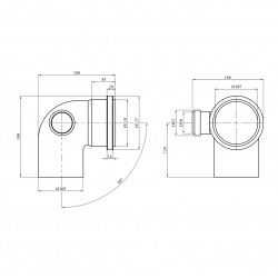 Коліно двоплощинне для внутрішньої каналізації Baux 110х90° з відведенням 50 мм, вліво