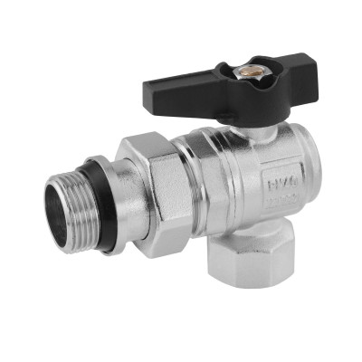 Кран-американка кульовий кутовий з антипротіканням Karro "Uno Black" 3/4" ВЗ PN40 метелик Кран-американка кульовий кутовий з антипротіканням Karro "Uno Black" 3/4" ВЗ PN40 метелик