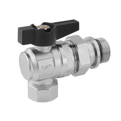 Кран-американка кульовий кутовий з антипротіканням Karro "Uno Black" 3/4" ВЗ PN40 метелик